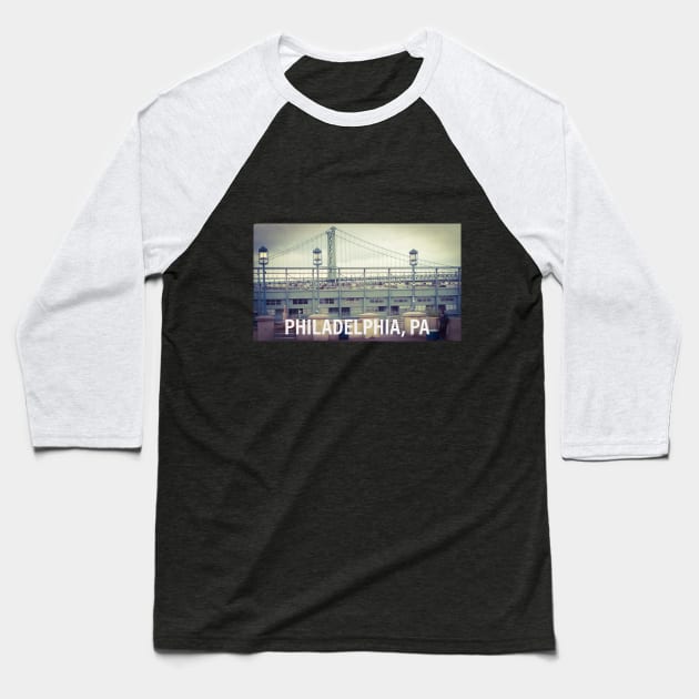 Benjamin Franklin Bridge Baseball T-Shirt by Laybov